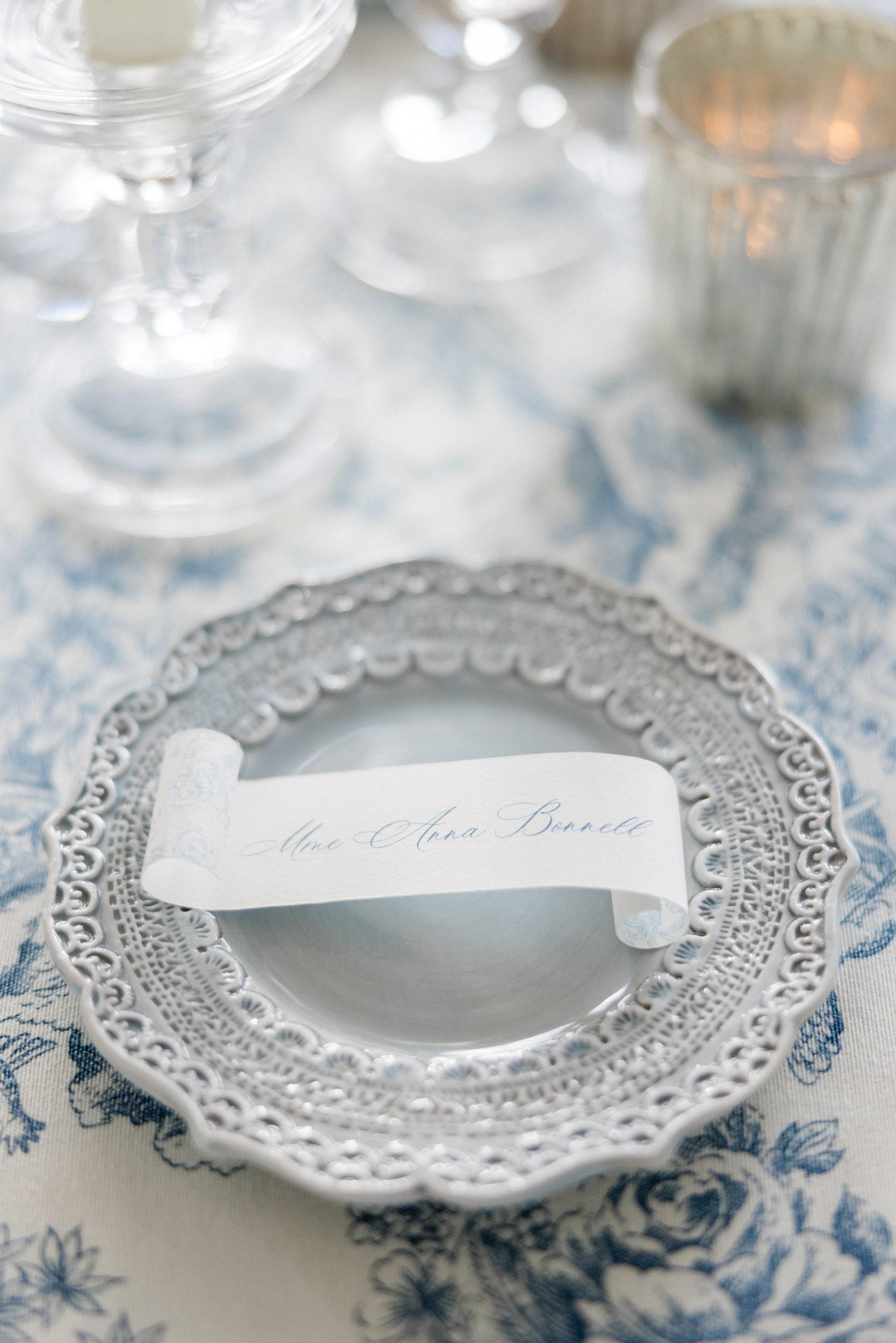 Refined wedding dinner setting at a French château