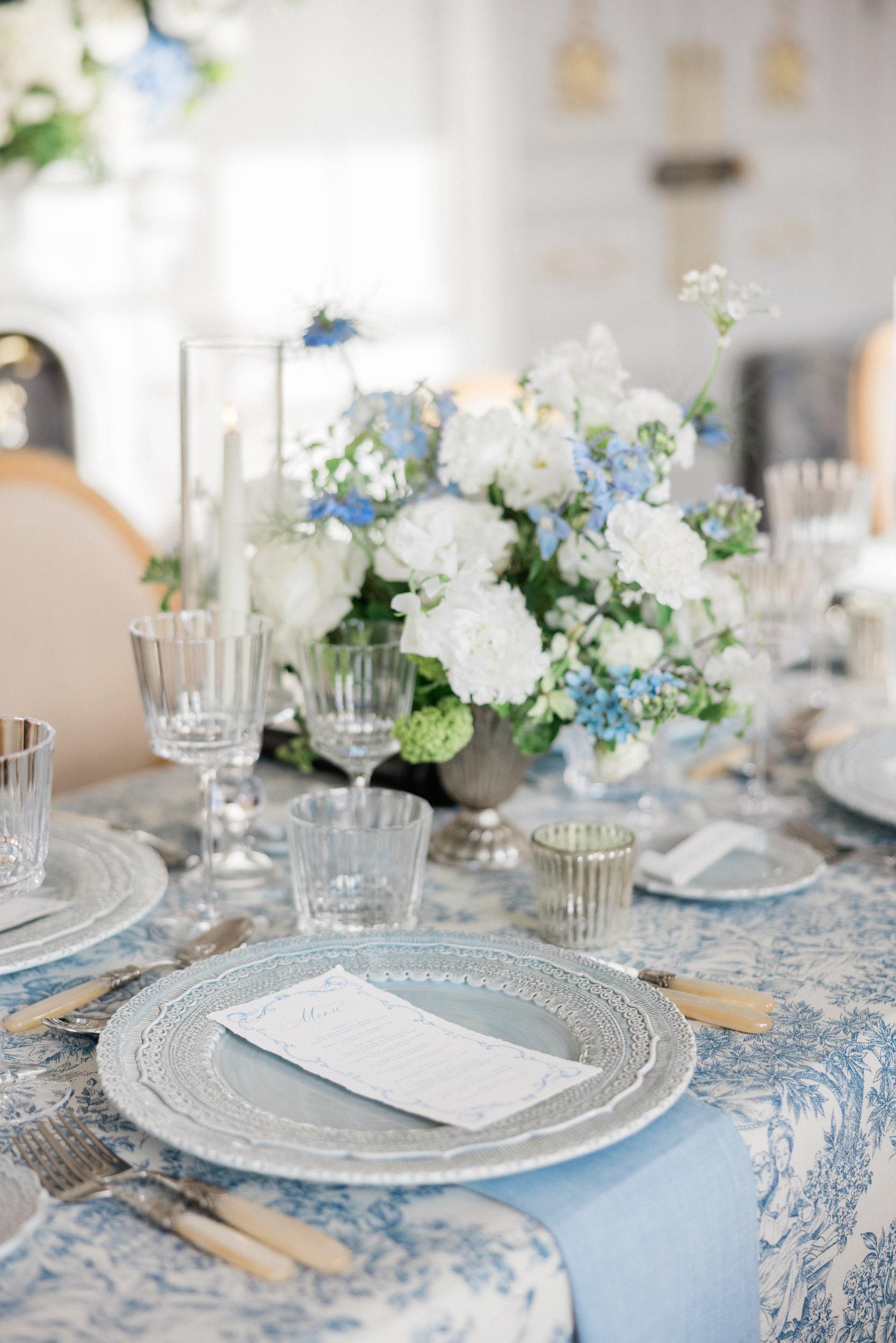 Editorial wedding reception design at Château de Nainville-les-Roches