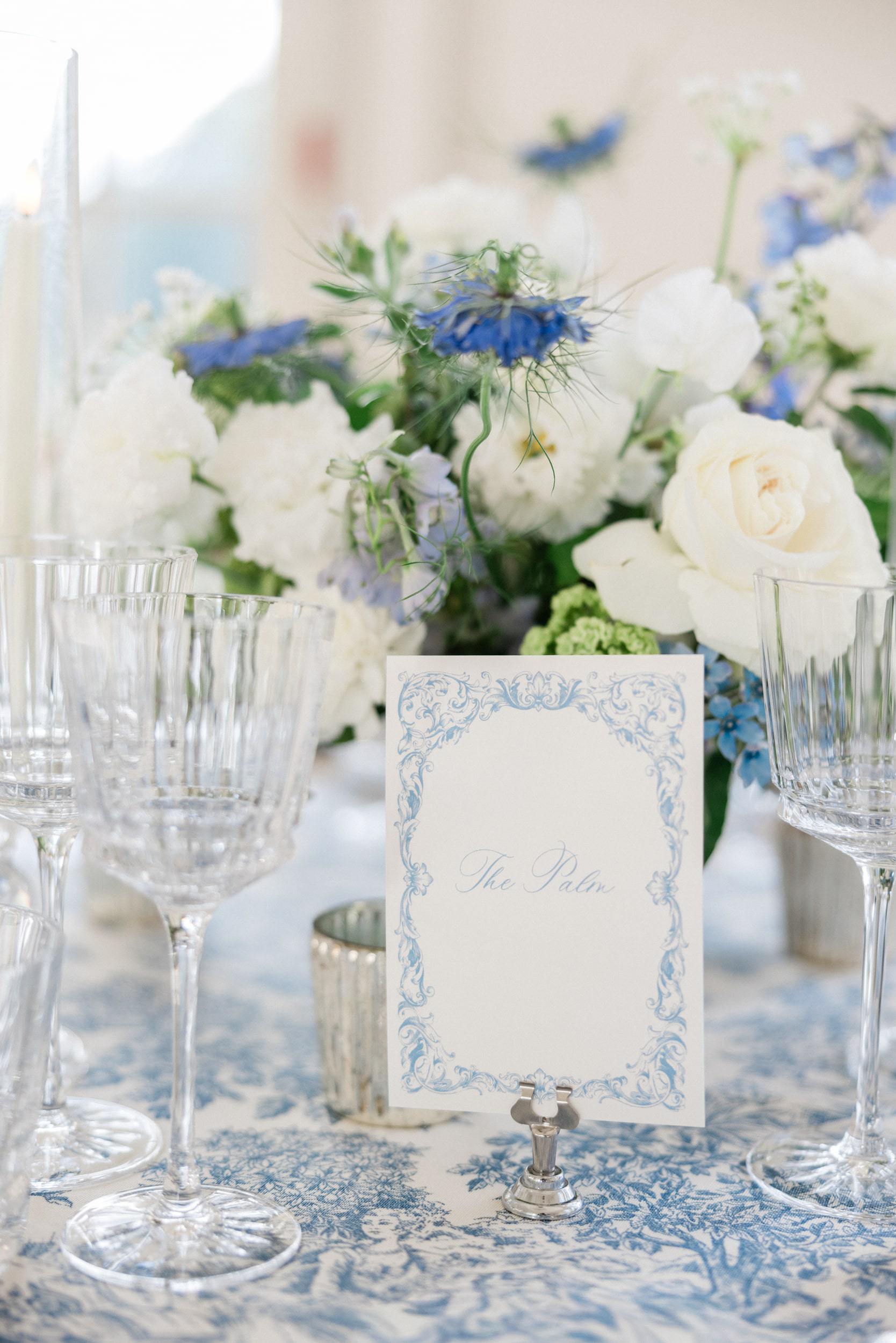 Refined wedding decor complementing the historic château interiors
