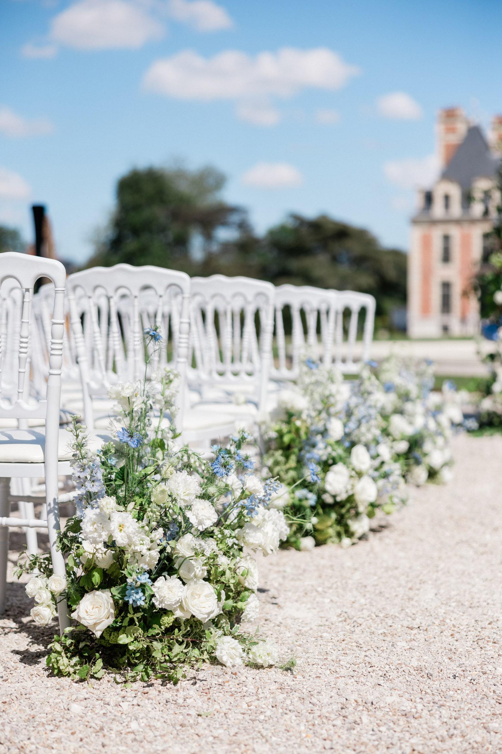 Sophisticated floral styling for a French château wedding