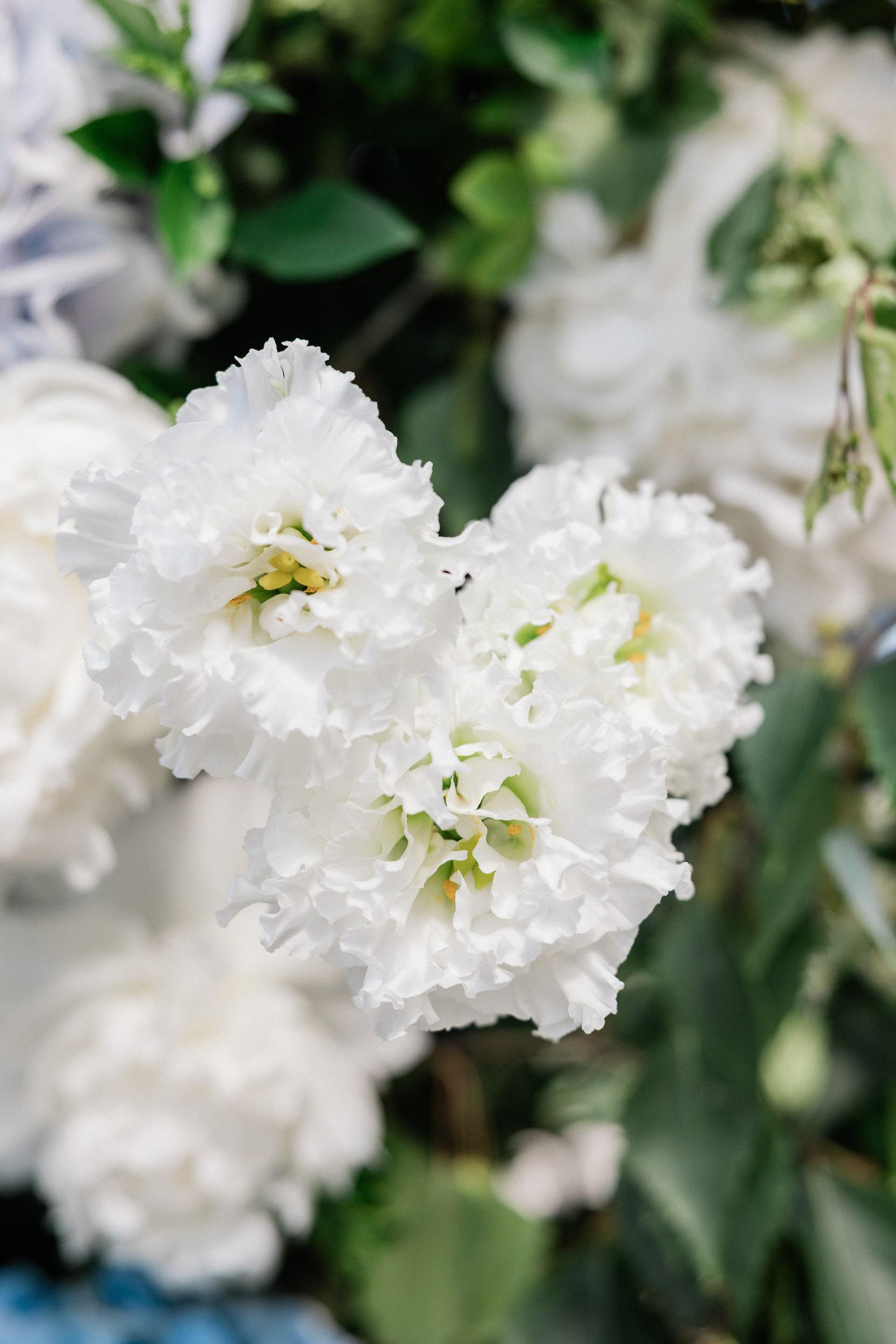 Close-up of the refined floral arrangements at Château de Nainville-les-Roches